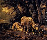 Charles Emile Jacque Wall Art - Sheep In A Forest